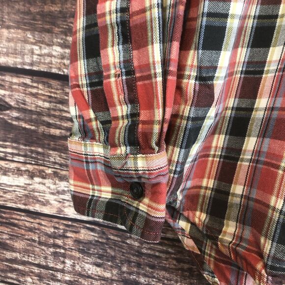 Lucky Brand Mens‎ Multicolor Red Plaid Button Long Sleeve Flannel Size Medium - Picture 4 of 12